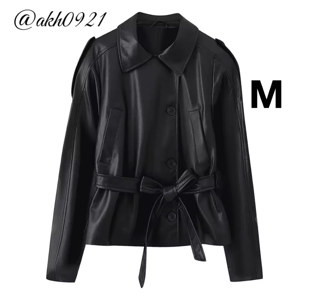 新品未使用★2025 秋新作★vintage ヴィンテージ レトロ black フェイクレザー ジャケット アウター Mサイズ レディース★ZARA 好きな方に拍卖