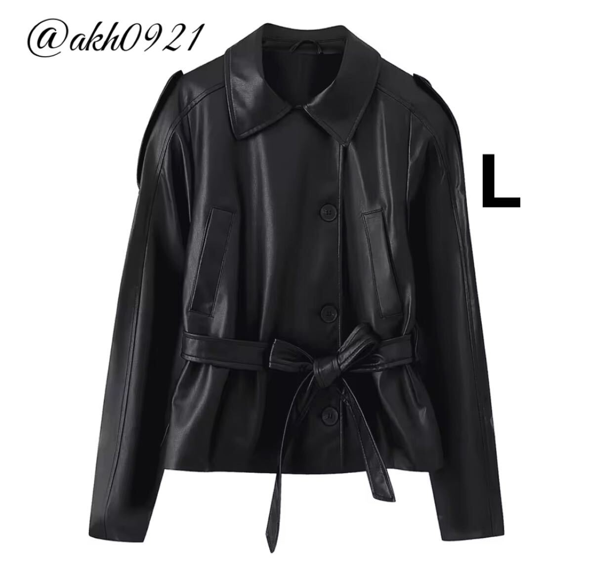 新品未使用★2025 秋新作★vintage ヴィンテージ レトロ black フェイクレザー ジャケット アウター Lサイズ レディース★ZARA 好きな方に拍卖