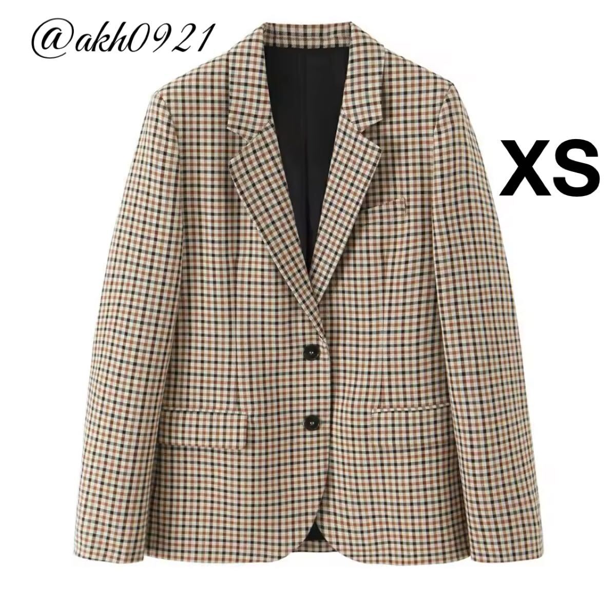 新品★秋新作★vintage ヴィンテージ レトロ チェック 柄 テーラードジャケット ブレザー アウター XSサイズ レディース★ZARA 好きな方に拍卖