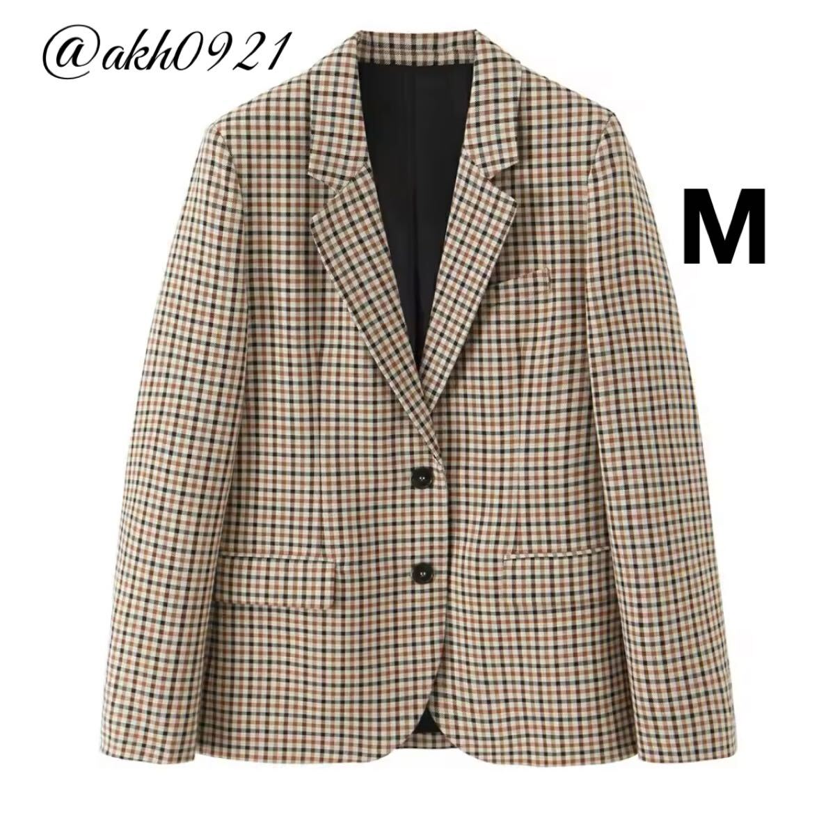 新品★秋新作★vintage ヴィンテージ レトロ チェック 柄 テーラードジャケット ブレザー アウター Mサイズ レディース★ZARA 好きな方に拍卖
