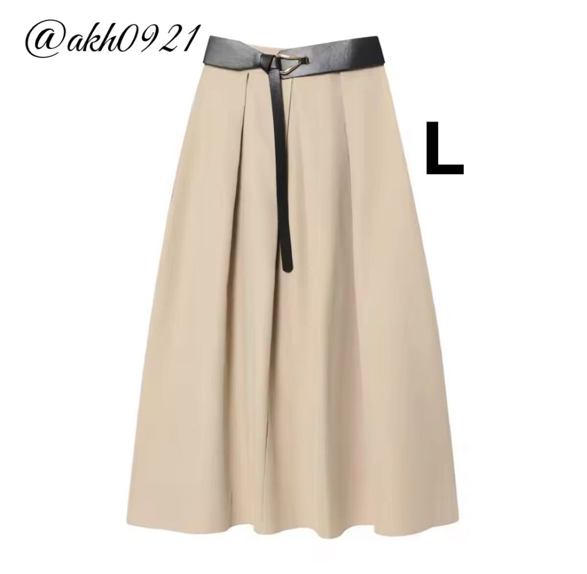 新品未使用★秋新作★vintage ヴィンテージ レトロ ベルト付き ロング フレアスカート ボトムス Lサイズ レディース★ZARA 好きな方に拍卖