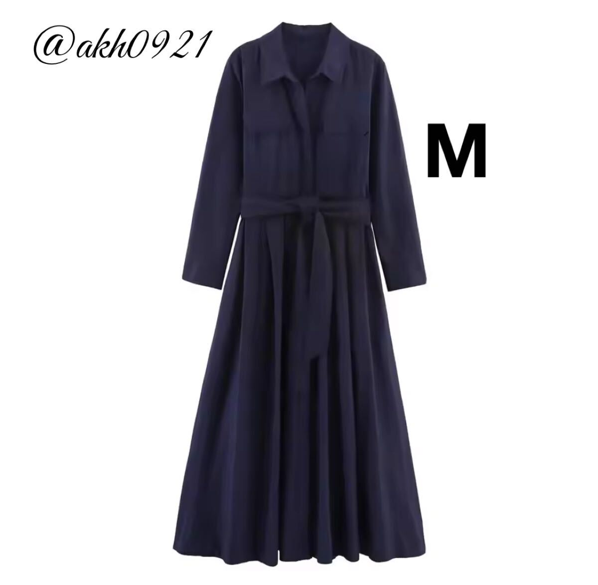 新品未使用★2025 A/W 秋新作★vintage ヴィンテージ レトロ navy ネイビー シャツワンピース Mサイズ レディース★ZARA 好きな方に拍卖