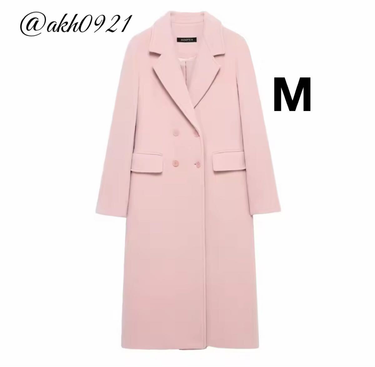 新品★秋新作★vintage ヴィンテージ レトロ pink ダブル ロングコート チェスターコート アウター Mサイズ レディース★ZARA 好きな方に拍卖