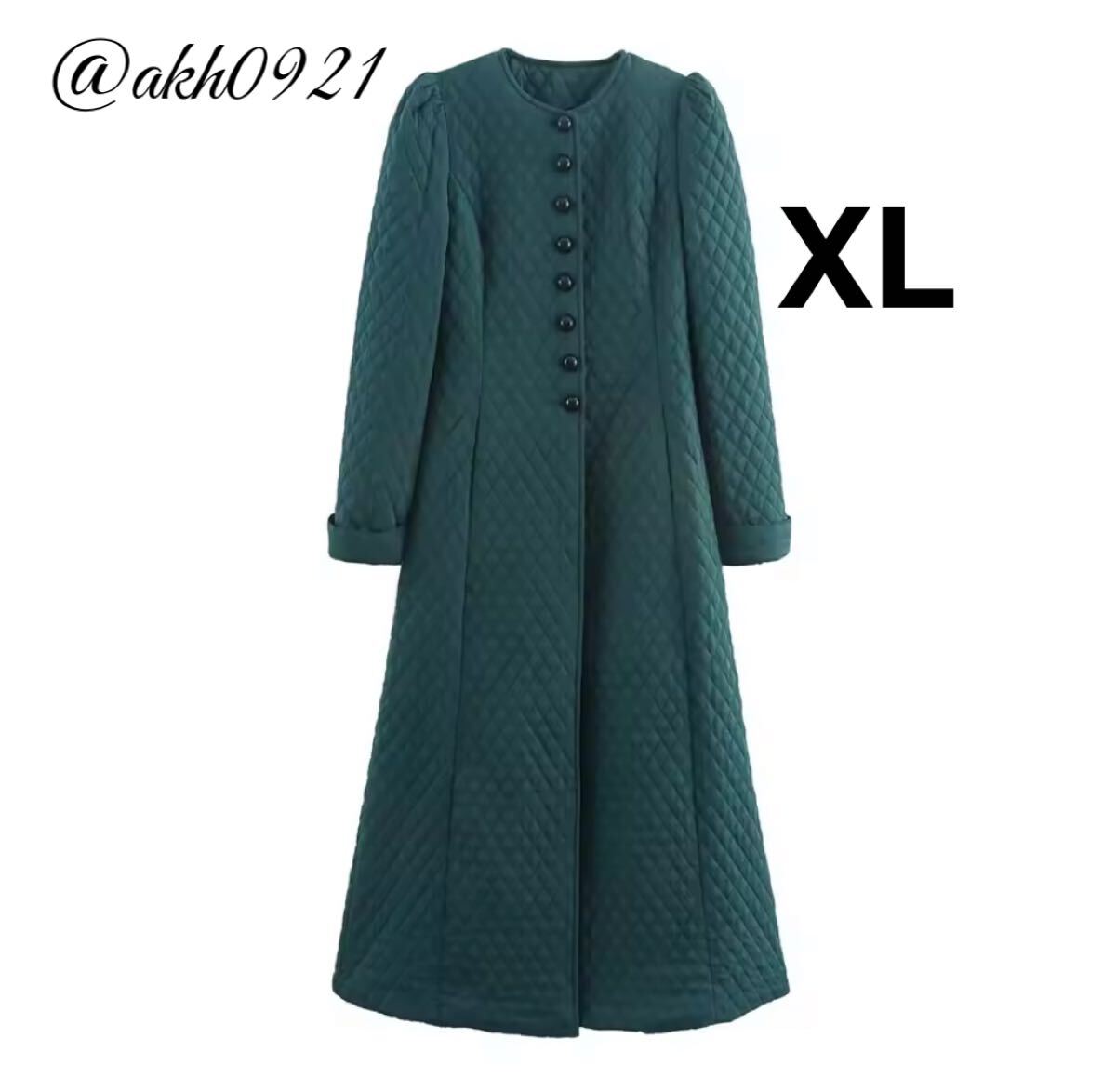 新品未使用★2025 秋新作★vintage ヴィンテージ レトロ キルティング ロング ダウンコート アウター XLサイズ レディース★ZARA好きな方に拍卖