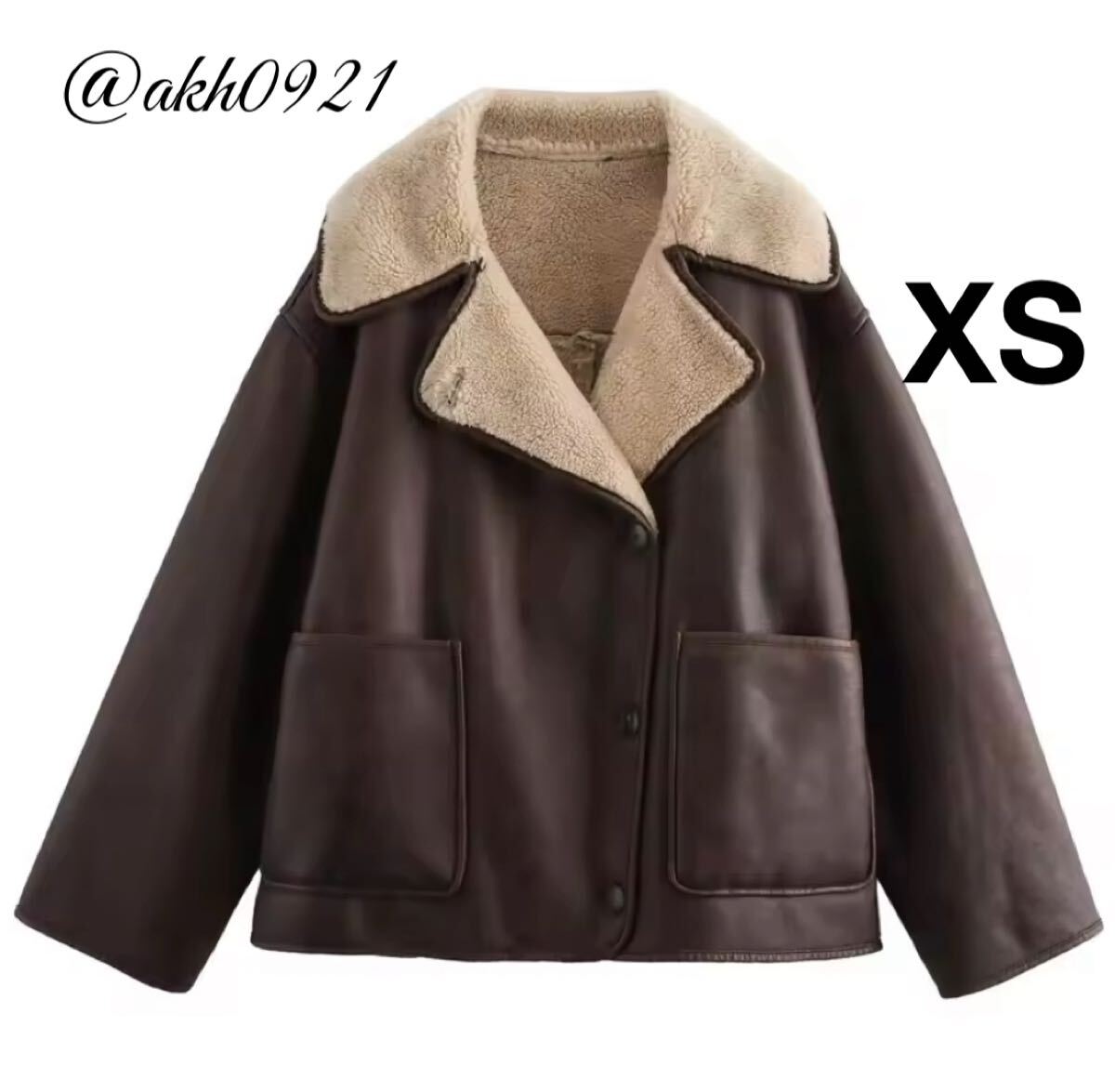 新品未使用★2025 A/W 秋新作★vintage ヴィンテージ レトロ brown ボア ムートンコート アウター XSサイズ レディース★ZARA 好きな方に拍卖