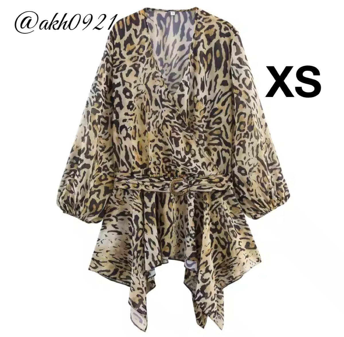 新品未使用★2025 A/W 秋新作★vintage ヴィンテージ レトロ レオパード 豹柄 ブラウス トップス XSサイズ レディース★ZARA 好きな方に拍卖