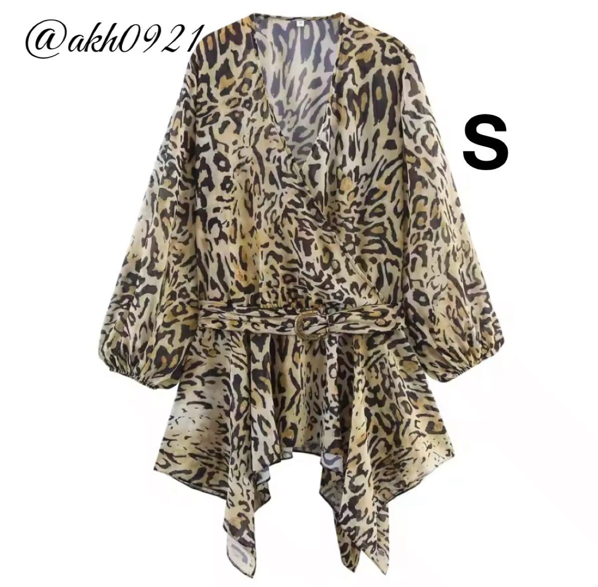 新品未使用★2025 秋新作★vintage ヴィンテージ レトロ レオパード 豹柄 ロング ブラウス トップス Sサイズ レディース★ZARA 好きな方に拍卖