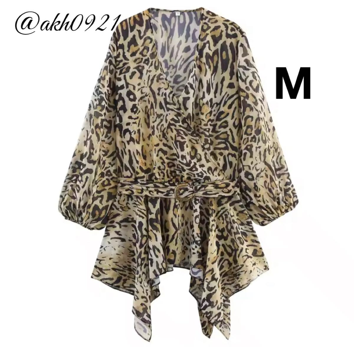 新品未使用★2025 秋新作★vintage ヴィンテージ レトロ レオパード 豹柄 ロング ブラウス トップス Mサイズ レディース★ZARA 好きな方に拍卖