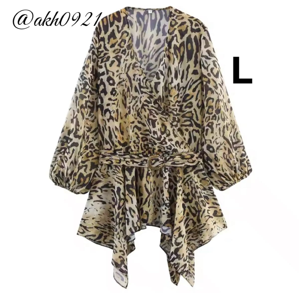 新品未使用★2025 秋新作★vintage ヴィンテージ レトロ レオパード 豹柄 ロング ブラウス トップス Lサイズ レディース★ZARA 好きな方に拍卖