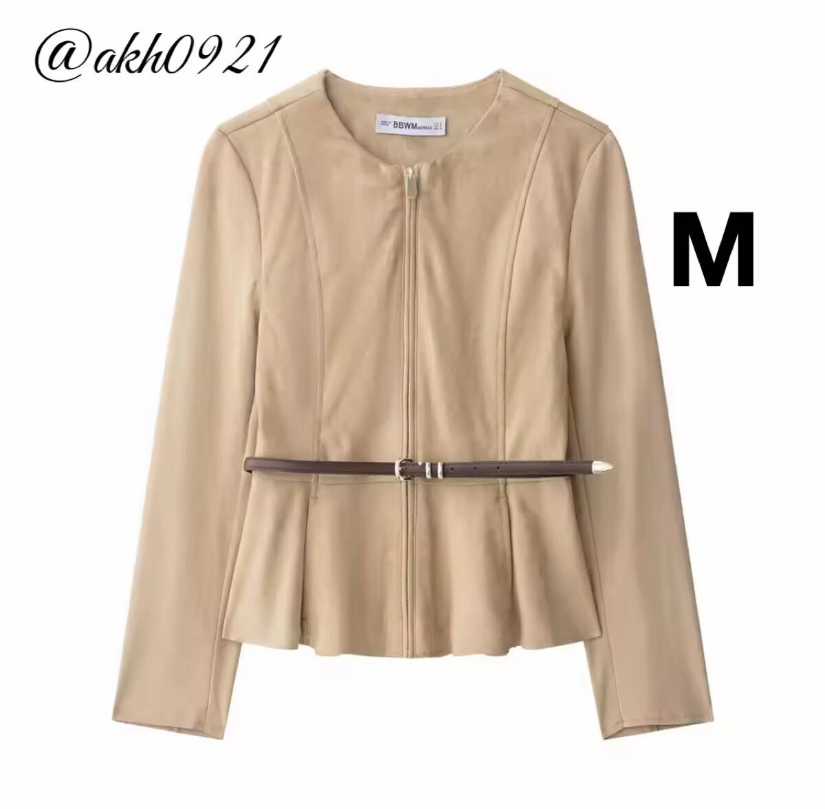 新品未使用★2025 秋新作★vintage ヴィンテージ レトロ ベルト付き ノーカラージャケット アウター Mサイズ レディース★ZARA 好きな方に拍卖