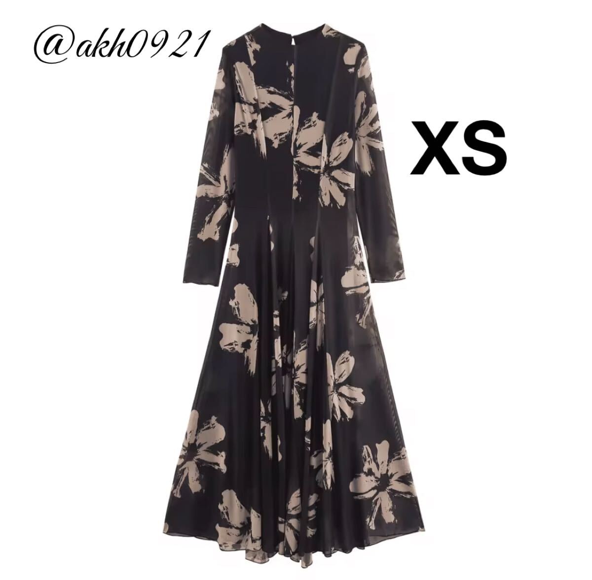 新品未使用★2025 秋新作★vintage ヴィンテージ レトロ フラワー 花柄 シアー ロング ワンピース XSサイズ レディース★ZARA 好きな方に拍卖