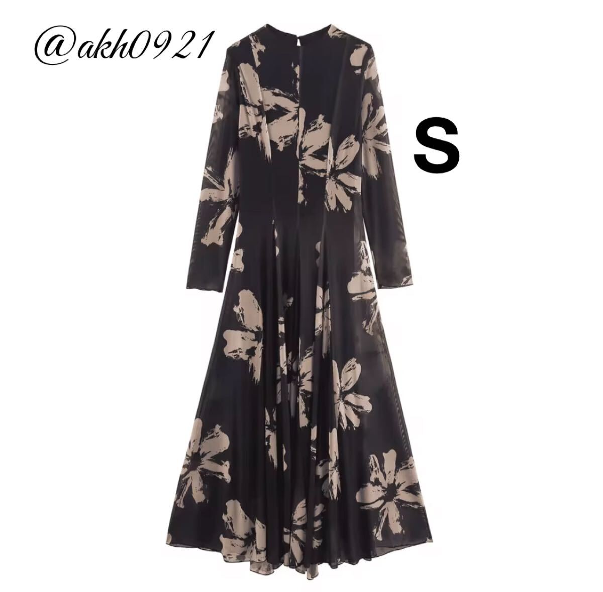 新品未使用★2025 秋新作★vintage ヴィンテージ レトロ フラワー 花柄 シアー ロング ワンピース Sサイズ レディース★ZARA 好きな方に拍卖