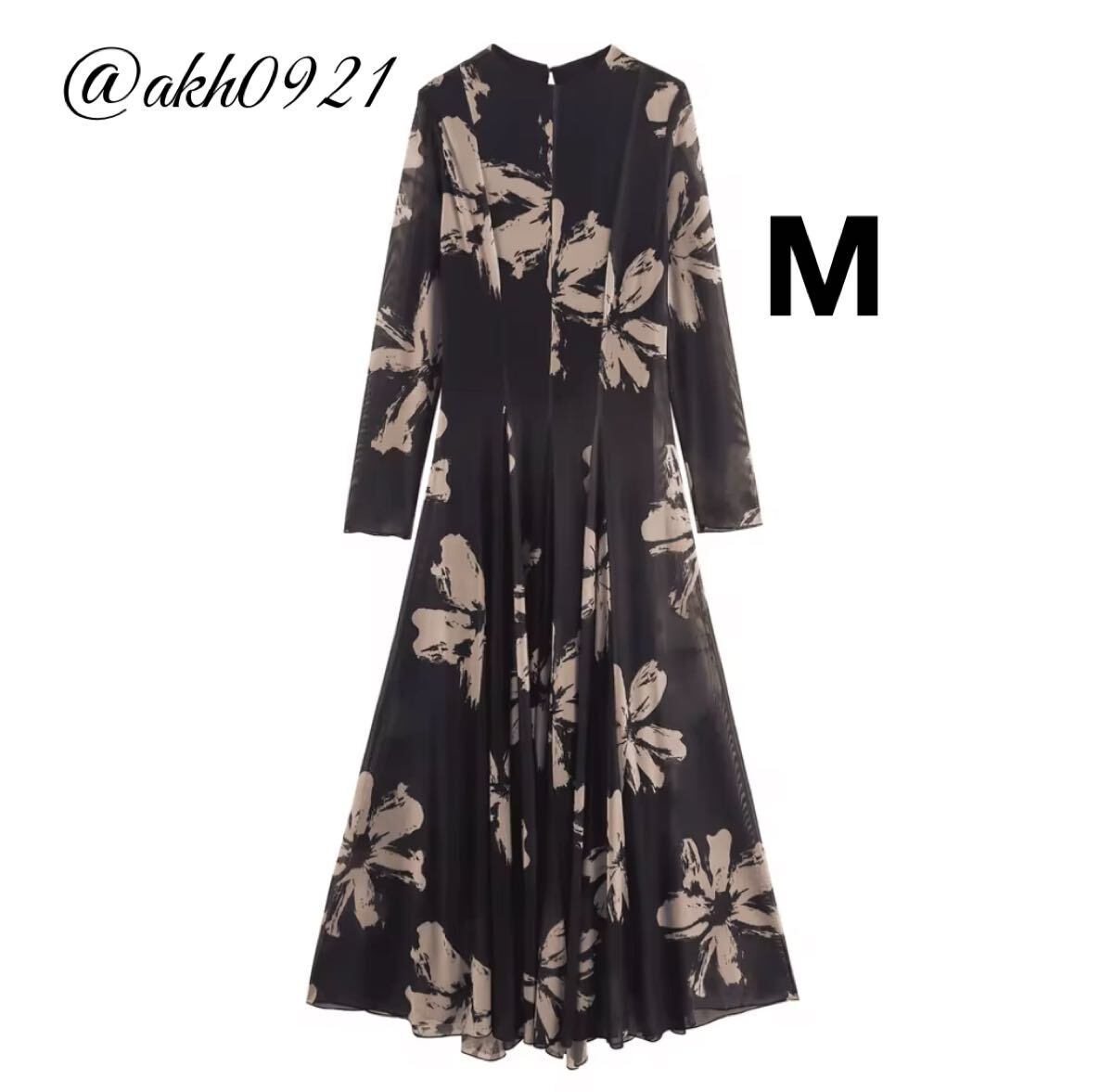 新品未使用★2025 秋新作★vintage ヴィンテージ レトロ フラワー 花柄 シアー ロング ワンピース Mサイズ レディース★ZARA 好きな方に拍卖