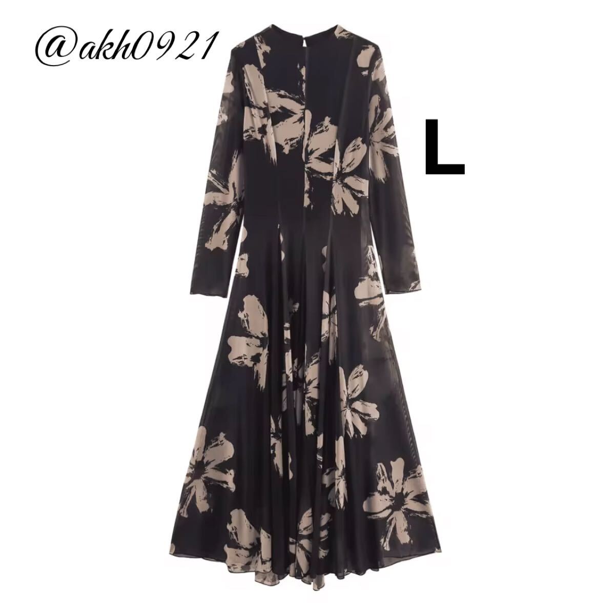 新品未使用★2025 秋新作★vintage ヴィンテージ レトロ フラワー 花柄 シアー ロング ワンピース Lサイズ レディース★ZARA 好きな方に拍卖