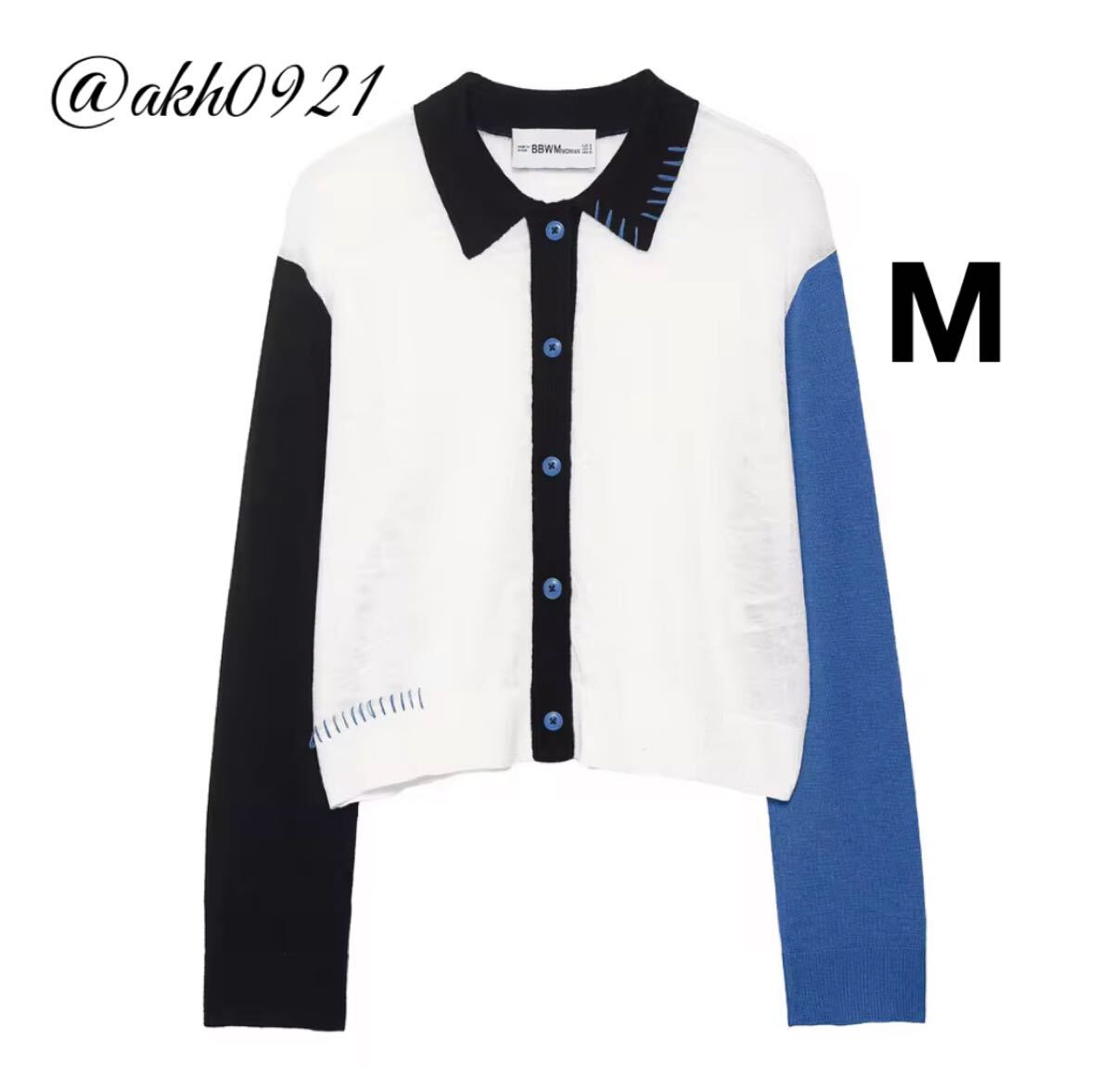 新品★秋新作★vintage ヴィンテージ レトロ 配色 カラー ステッチ ニット カーディガン トップス Mサイズ レディース★ZARA 好きな方に拍卖