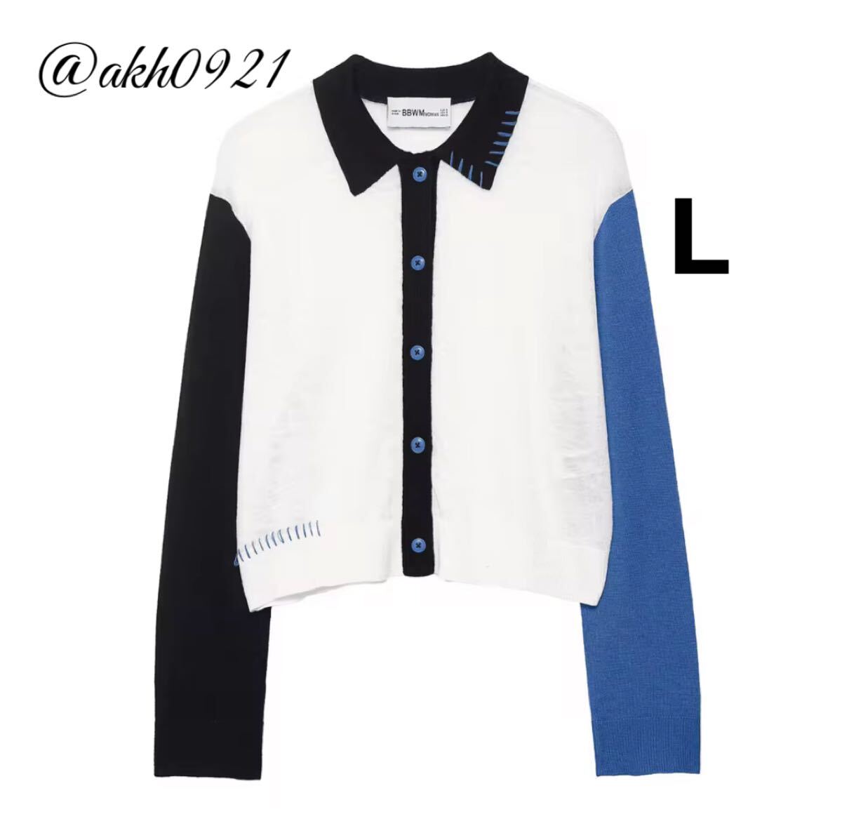 新品★秋新作★vintage ヴィンテージ レトロ 配色 カラー ステッチ ニット カーディガン トップス Lサイズ レディース★ZARA 好きな方に拍卖