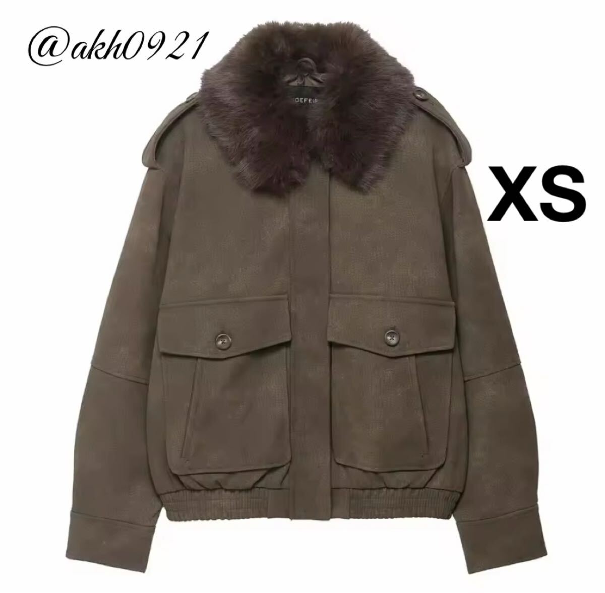 新品未使用★2025 秋新作★vintage ヴィンテージ レトロ ファー 襟 ジャンパー ブルゾン アウター XSサイズ レディース★ZARA 好きな方に拍卖