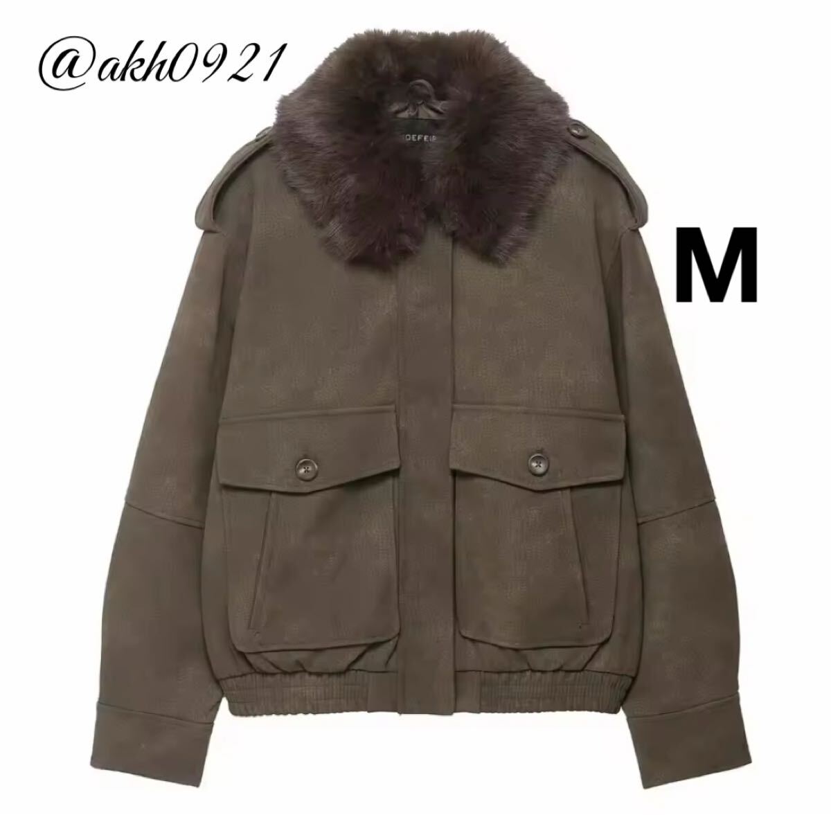 新品未使用★2025 秋新作★vintage ヴィンテージ レトロ ファー 襟 ジャンパー ブルゾン アウター Mサイズ レディース★ZARA 好きな方に拍卖