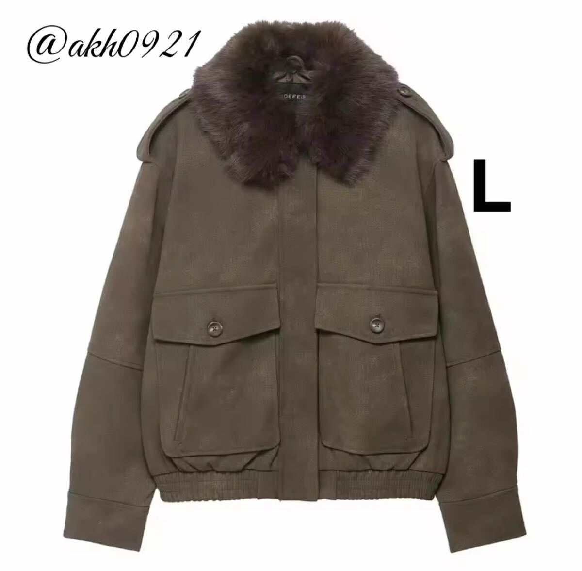 新品未使用★2025 秋新作★vintage ヴィンテージ レトロ ファー 襟 ジャンパー ブルゾン アウター Lサイズ レディース★ZARA 好きな方に拍卖