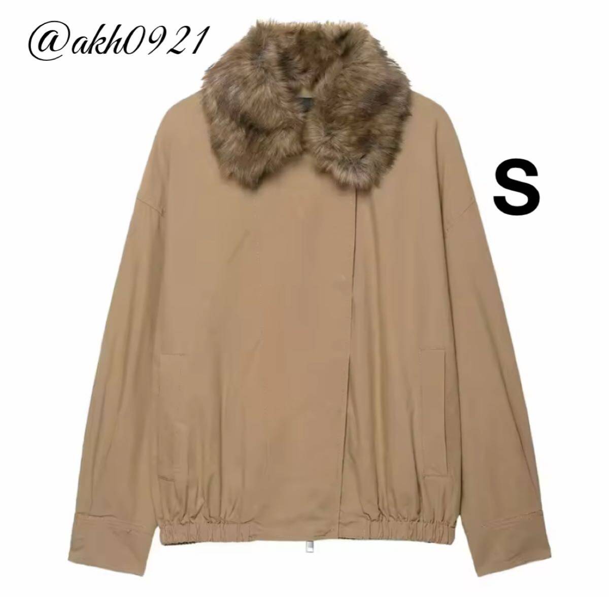 新品未使用★2025 秋新作★vintage ヴィンテージ レトロ ファー 襟 ジャンパー ブルゾン アウター Sサイズ レディース★ZARA 好きな方に拍卖