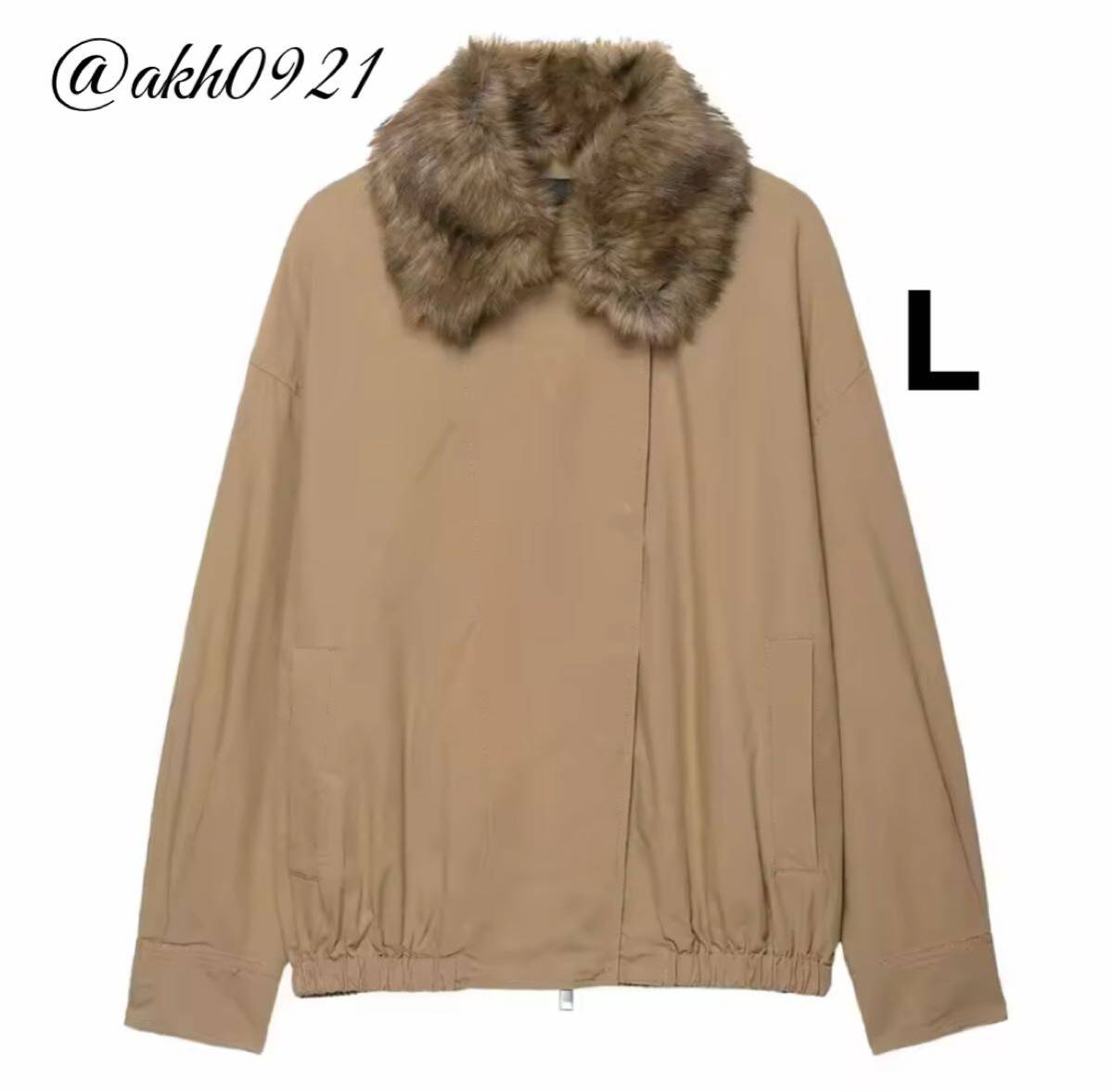 新品未使用★2025 秋新作★vintage ヴィンテージ レトロ ファー 襟 ジャンパー ブルゾン アウター Lサイズ レディース★ZARA 好きな方に拍卖