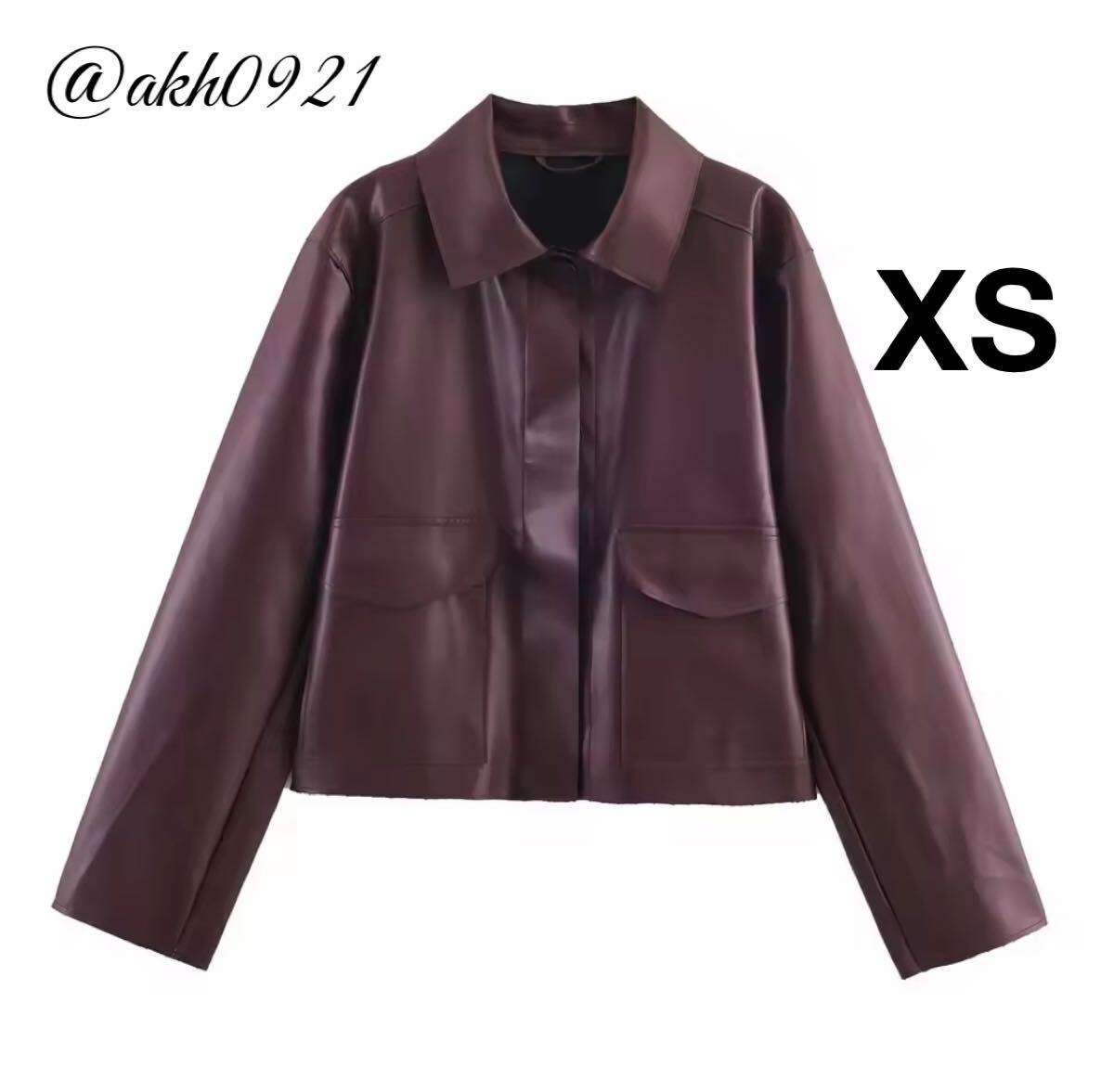 新品未使用★2025 秋新作★vintage ヴィンテージ レトロ フェイクレザー PU ジャケット アウター XSサイズ レディース★ZARA 好きな方に拍卖