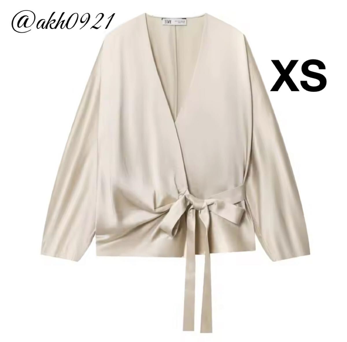 新品未使用★2025 A/W 秋新作★vintage ヴィンテージ レトロ サテン ブラウス トップス XSサイズ レディース★ZARA 好きな方に拍卖