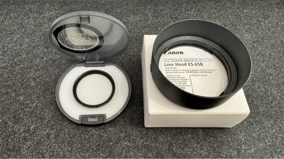 【美品】RF50mm F1.8 STM用純正フード 43mm Zeta Quintレンズプロテクター セット販売 canon キヤノン ミラーレス一眼用アクセサリー拍卖