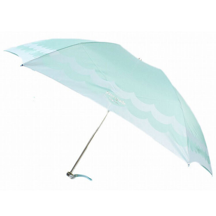 傘 折りたたみ傘 レディース 雨傘 ケイト スペード ニューヨーク フリルデザイン プリント ミント グリーン 55cm 女性拍卖