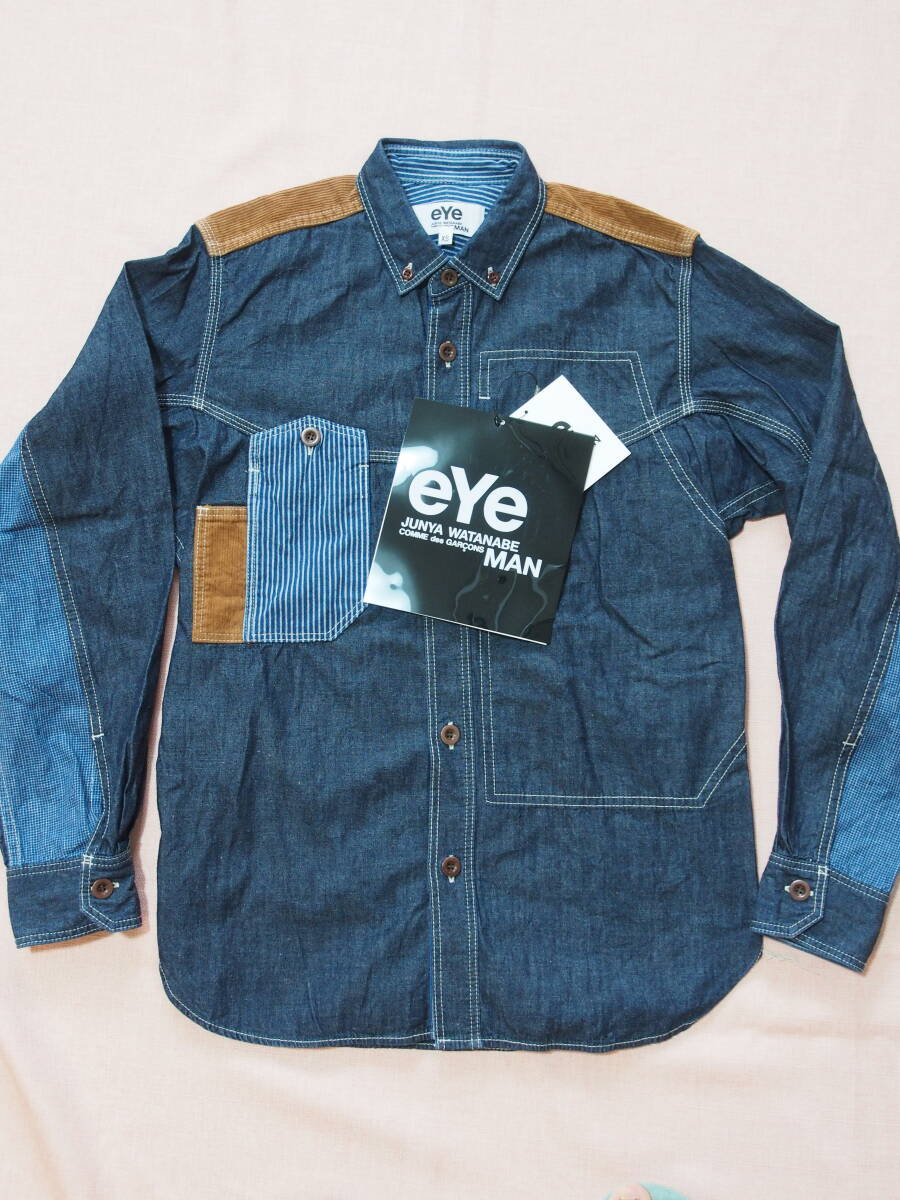 eYe COMME des GARCONS JUNYA WATANABE MAN ジュンヤワタナベマン★ダンガリーシャツ★ボタンダウンパッチワークシャツ拍卖