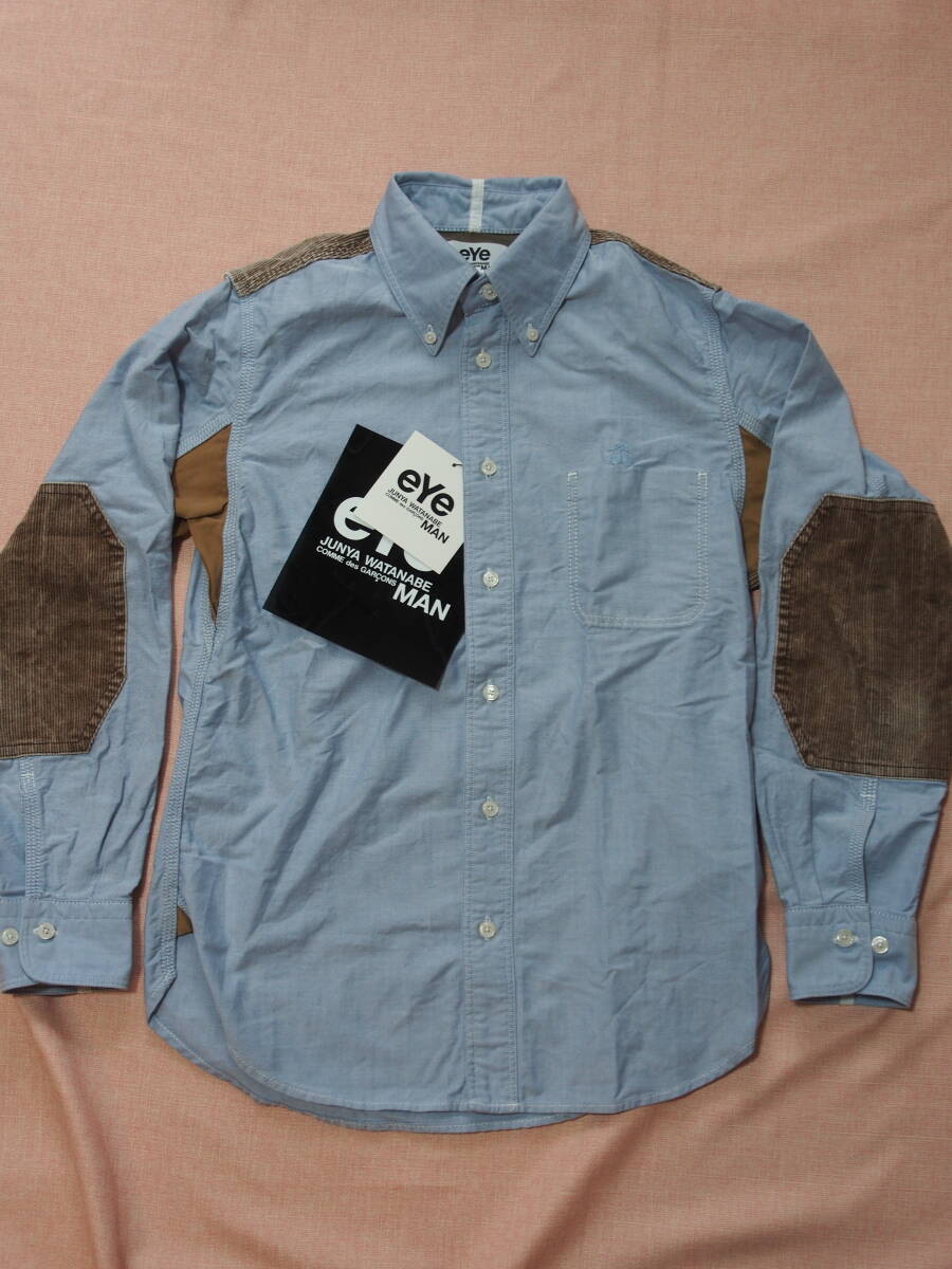 eYe COMME des GARCONS JUNYA WATANABE MAN × ブルックスブラザーズ★ボタンダウンシャツ★サックスブルー★茶コーデュロイ★XS拍卖