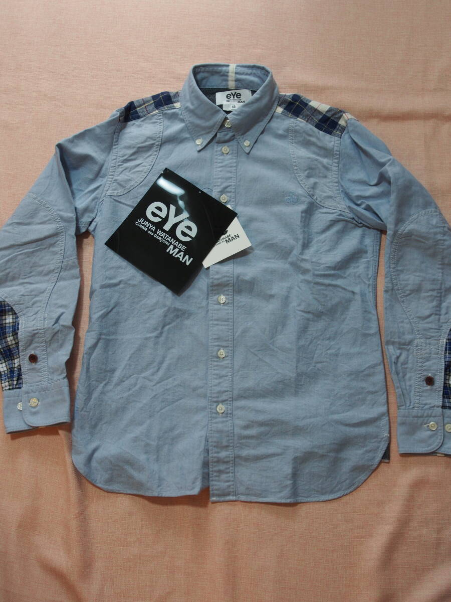 eYe COMME des GARCONS JUNYA WATANABE MAN × ブルックスブラザーズ★ボタンダウンシャツ★サックスブルー★ブルーチェツクXS拍卖