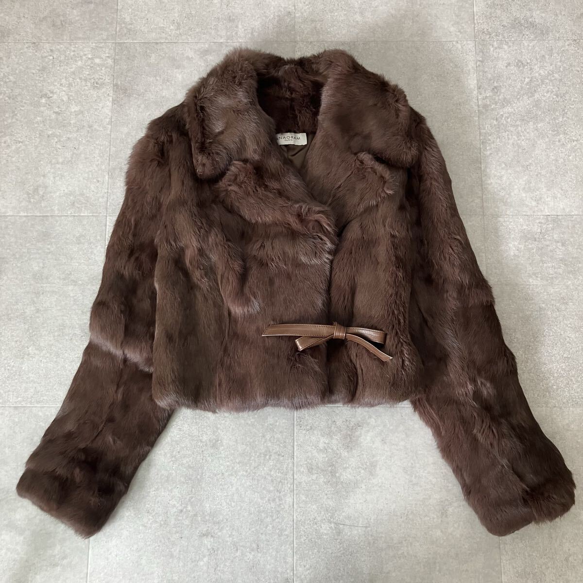 ●高品質 【Anagram PARIS】アナグラム フランス製 ラビットファー ジャケット/size(38)/ブラウン/レディース/毛皮/ショート丈/婦人用拍卖