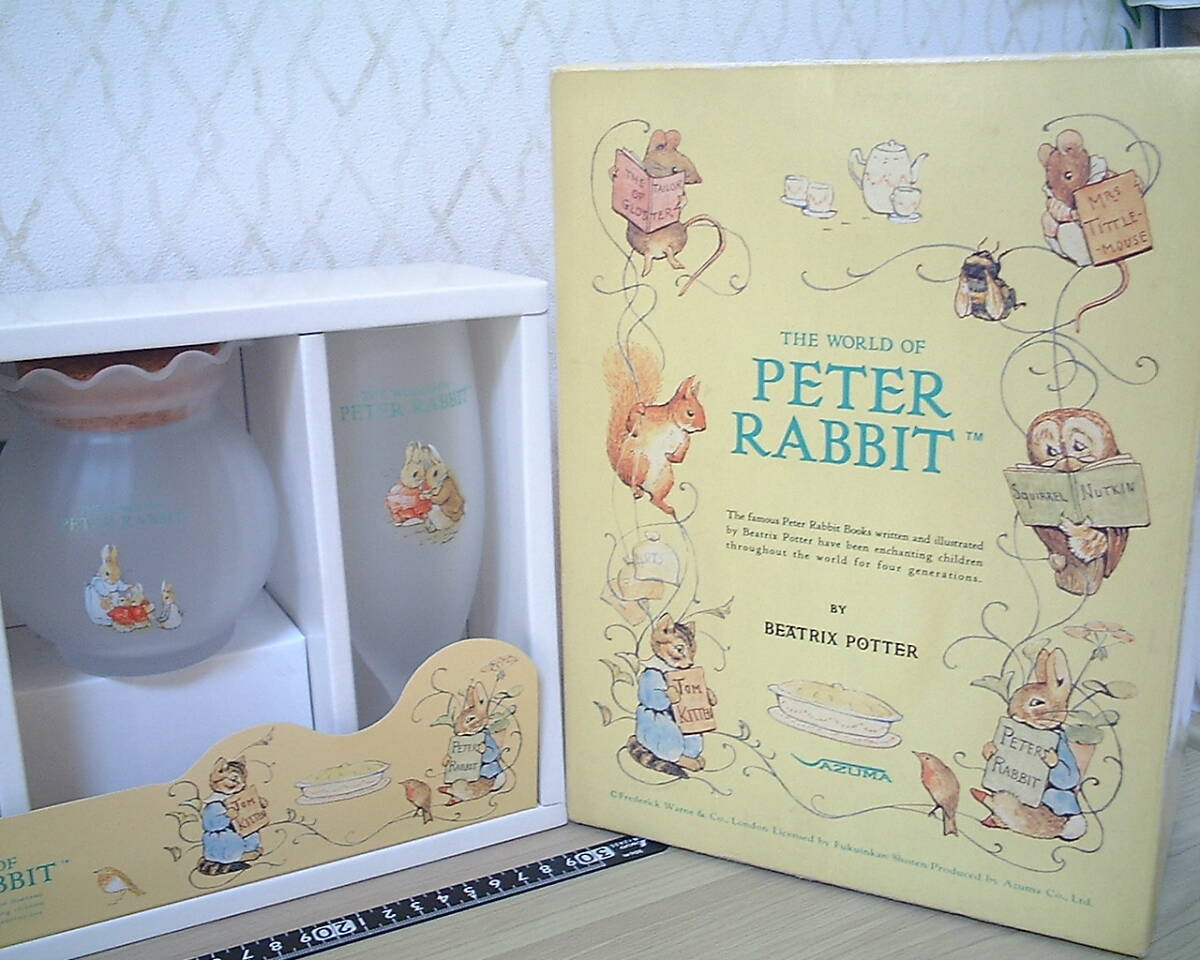 【新品】箱入り*ピーターラビット*アヅマ*AZUMA◇◆*ジューシーセット*◆◇ジュースグラス2個*キャンデージャー蓋付*日本製*PETER RABBIT拍卖