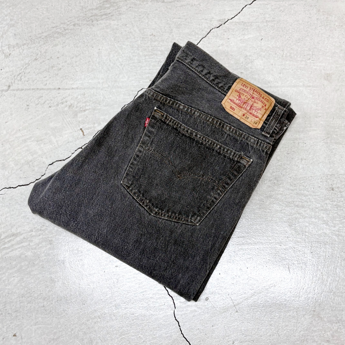 90s 92年製 Levi's リーバイス 501 USA製 先染め ブラック 黒 デニム ジーンズ W38/CR拍卖
