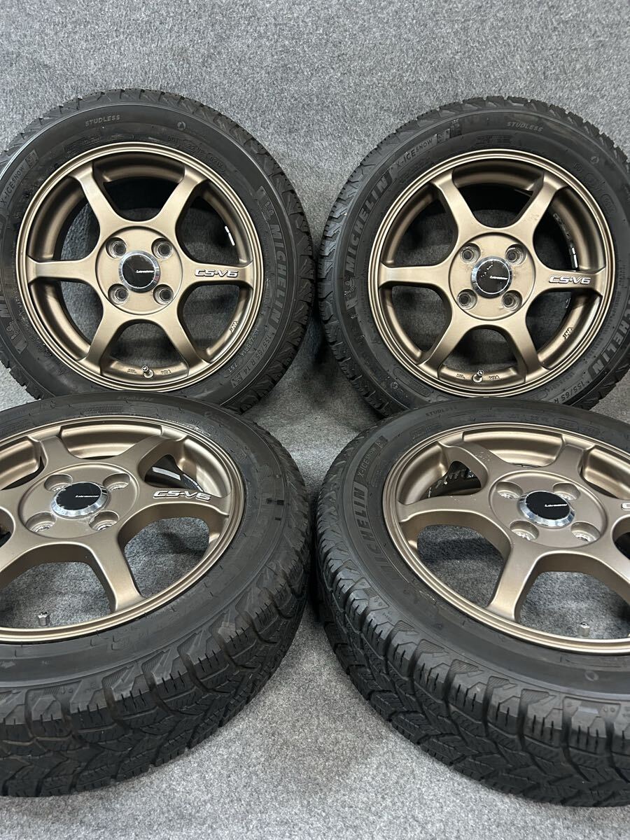 155/65R14 ミシュラン/X-ICE SNOW 2020年 レアマイスター CS-V6 14インチ 4.5J +45 4H スタッドレス N-BOX スペーシア タント 軽自動車 4本拍卖