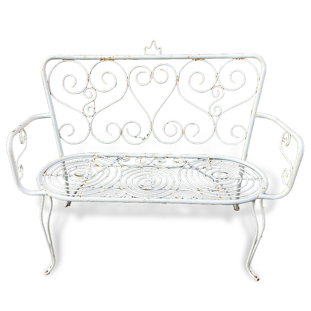 【ヴィンテージ アイアン シャビーシック ガーデン2Pベンチ】検:ヨーロピアンクラシカルダイニングチェア鉄足椅子拍卖