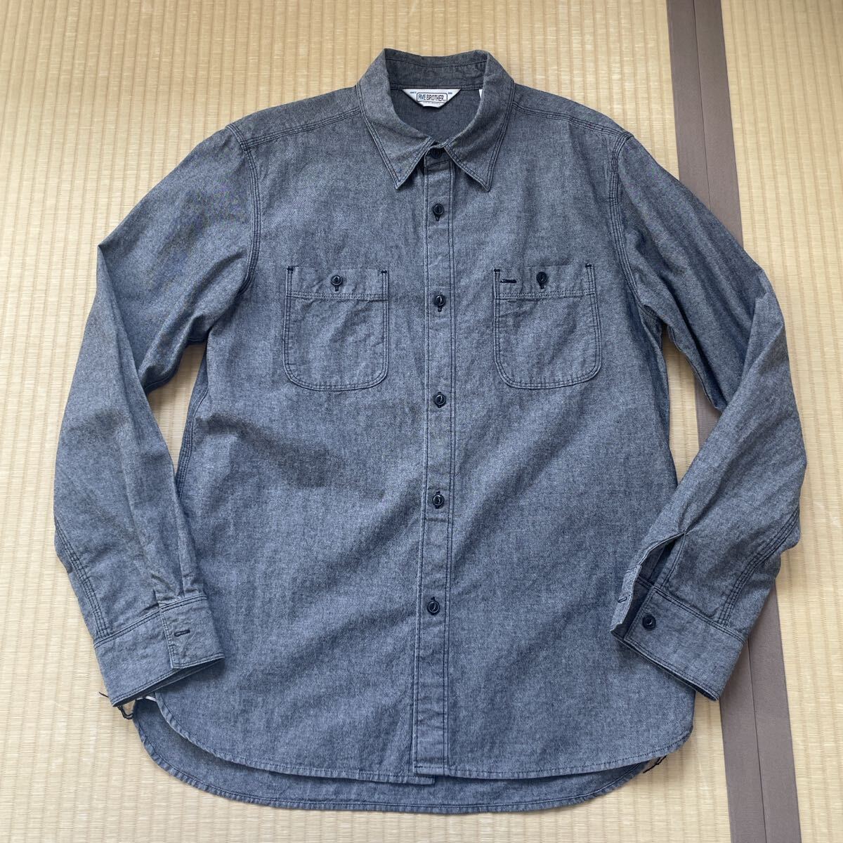 FIVE BROTHER シャンブレーシャツ ファイブブラザー デニムシャツ five brother 長袖シャツ デニムシャンブレーシャツ ワークシャツ拍卖
