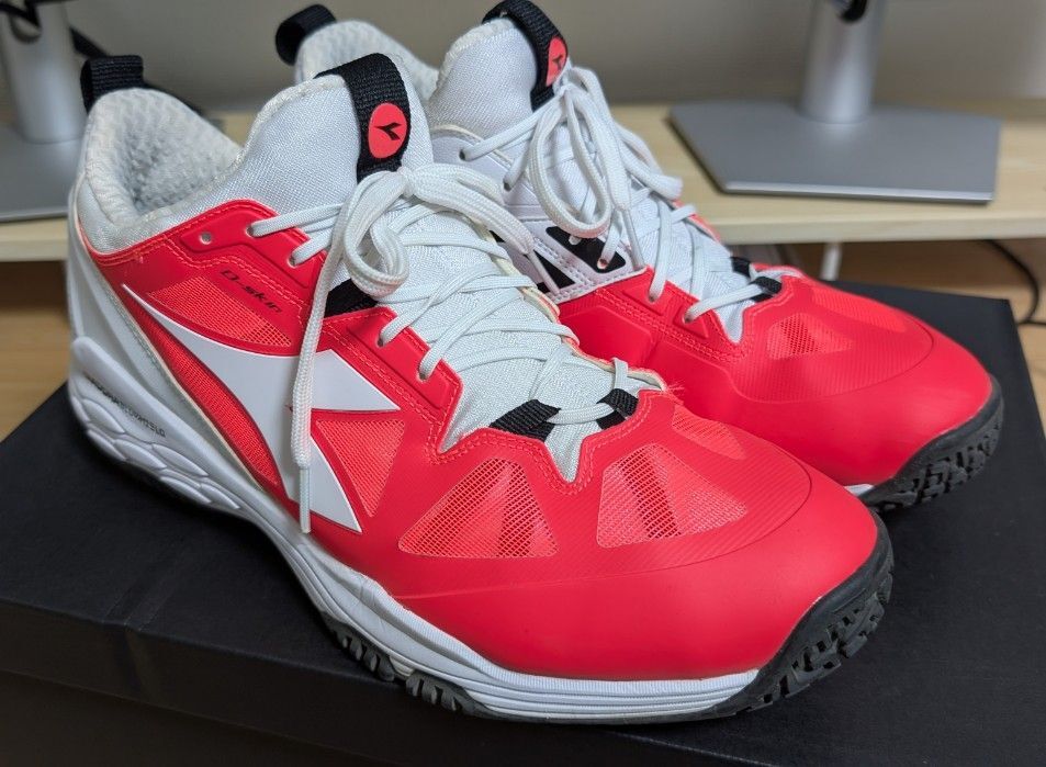 1度使用のみ◆29 cm ディアドラ テニスシューズ ブルーシールド SPEED BLUSHIELD FLY 2 + SG メンズ オムニ・クレーコート用◆拍卖