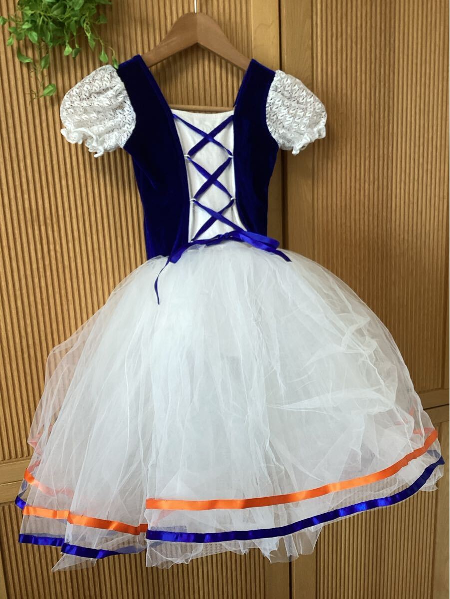 120 バレエ チュチュ 子供 衣装  ホワイト ブルー 青 ドレス 発表会 (110 130白ハロウィンピアノ白雪姫パニエチャコット拍卖