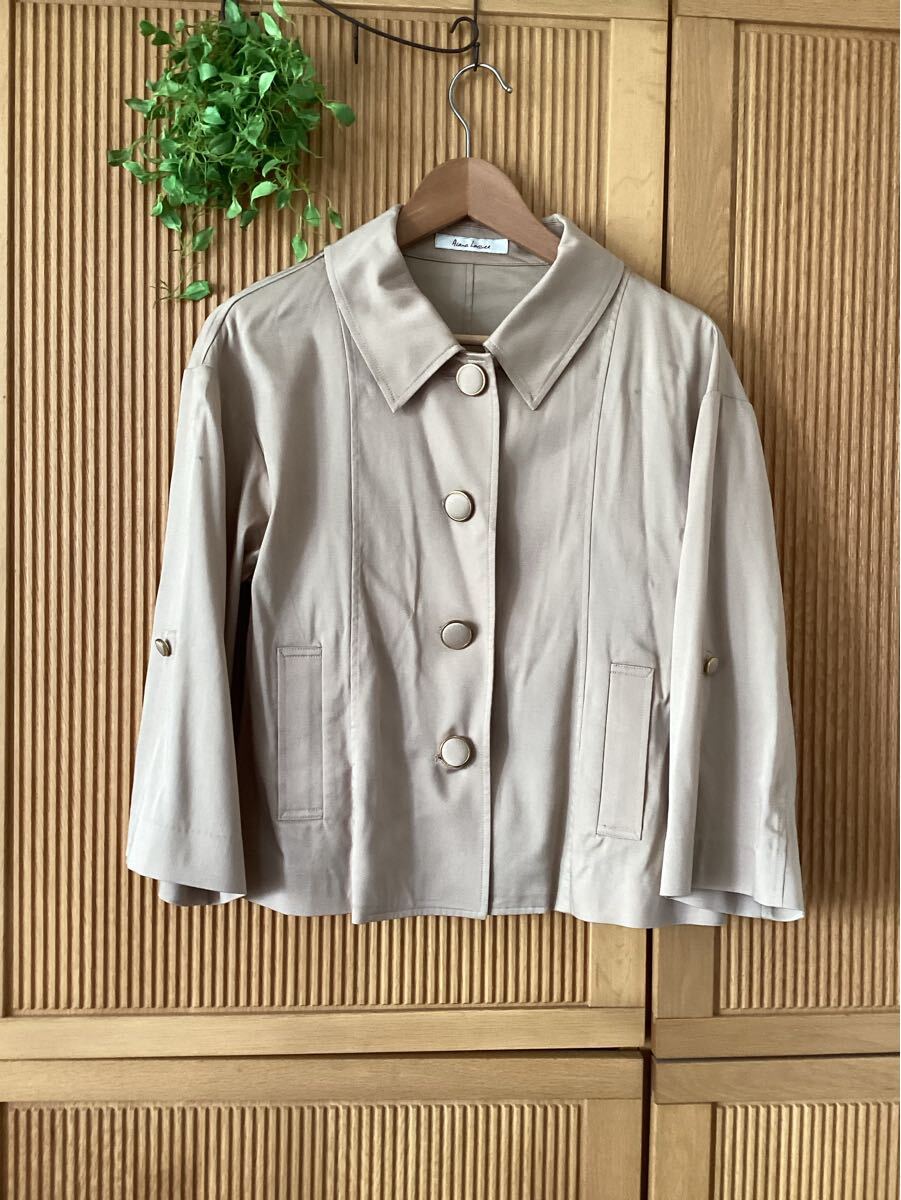 2wayジャケット 七分袖 半袖 五分袖 テーラードジャケット ベージュ 春秋 シャツジャケット 襟付き拍卖