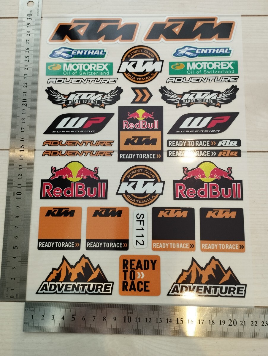 REDBULLステッカー 約25枚分(1シート分) 防水 バイクステッカー  レーシングステッカー KTM motoGP レッドブル DUKE ヘルメット拍卖