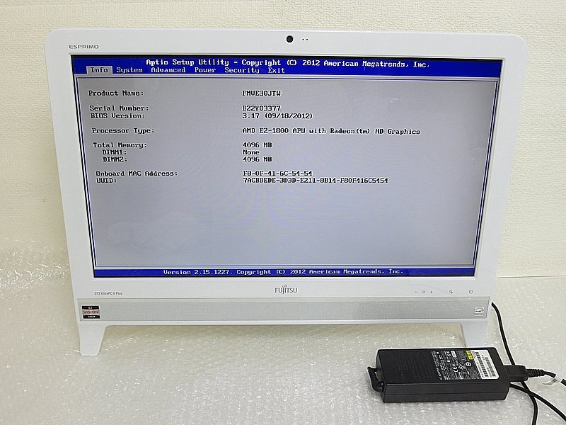 PK27089R★Fujitsu★一体型PC★EH30/JT★AMD E2-1800・4GB AD付拍卖