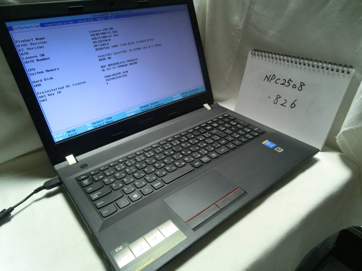 【ジャンク扱い】Lenovo E50-80 80J2025MJP(動作確認済)/Intel Core i5-5200U/メモリ4GB/500GB HDD/-/管:NPC2508-826拍卖