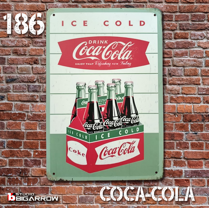 186 ブリキ看板 20×30㎝ Coca-Cola コカ・コーラ ガレージ メタルプレート アメリカンインテリア USフェンス 世田谷ベース拍卖