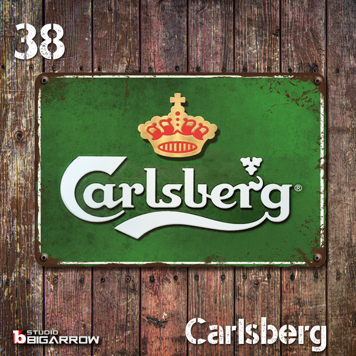 38 ブリキ看板 20×30㎝ CARLSBERG カールスバーグ ガレージ メタルプレート アメリカンインテリア USフェンス 世田谷ベース拍卖