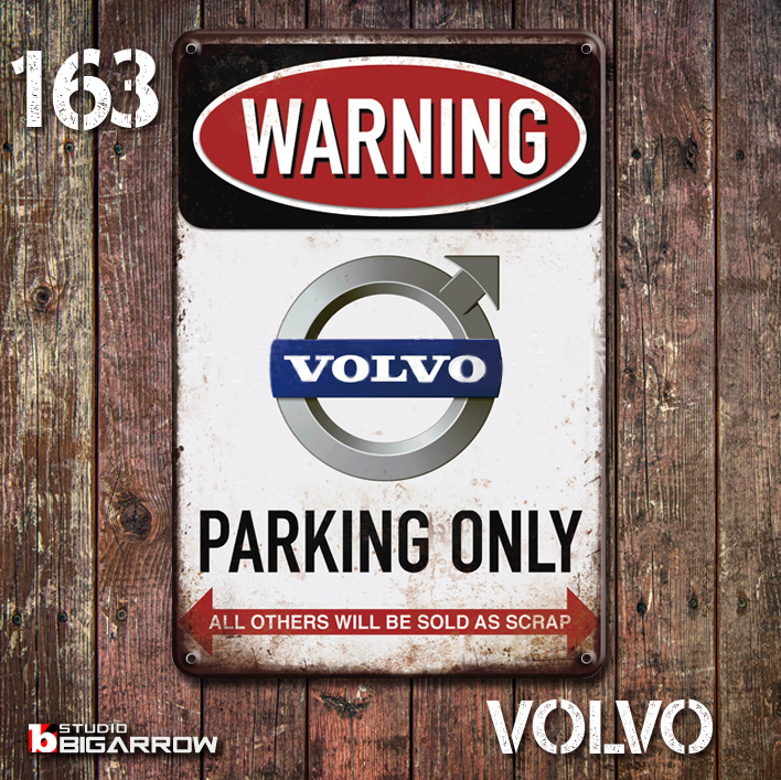 163 ブリキ看板 20×30㎝ VOLVO ボルボ ガレージ メタルサイン アメリカンインテリア USフェンス 世田谷ベース拍卖