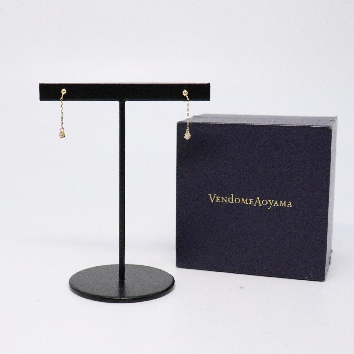 Vendome Aoyama ヴァンドーム青山 K10 ダイヤモンド付 ピアス 総重量約0.4g 金 ゴールド accessory earring 中古 美品 送料無料!!拍卖