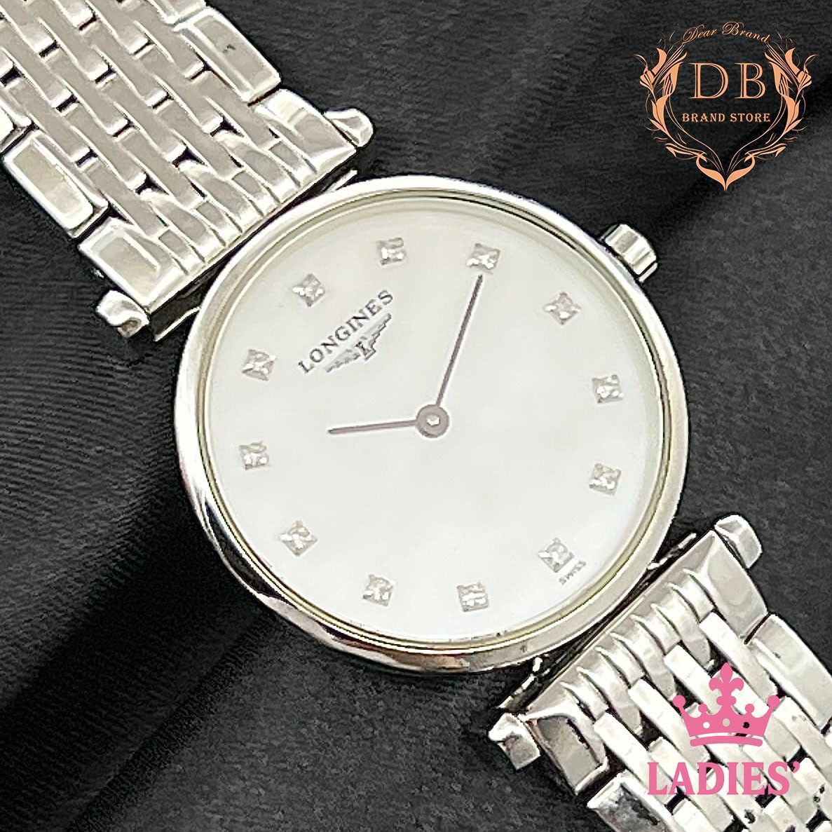 【新品電池】 ロンジンラ グラン クラシック 12P ダイヤ シェル文字盤 LONGINES レディース 時計 ビジネス シルバー 鑑定済み Auth拍卖