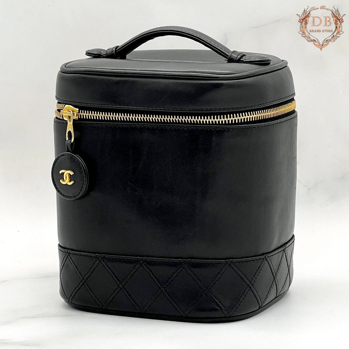 シャネル バニティ ビコローレ ココマーク ブラック 化粧ポーチ ラムスキン 黒 CHANEL レディース バッグ ゴールド金具 コスメ 鑑定済み拍卖